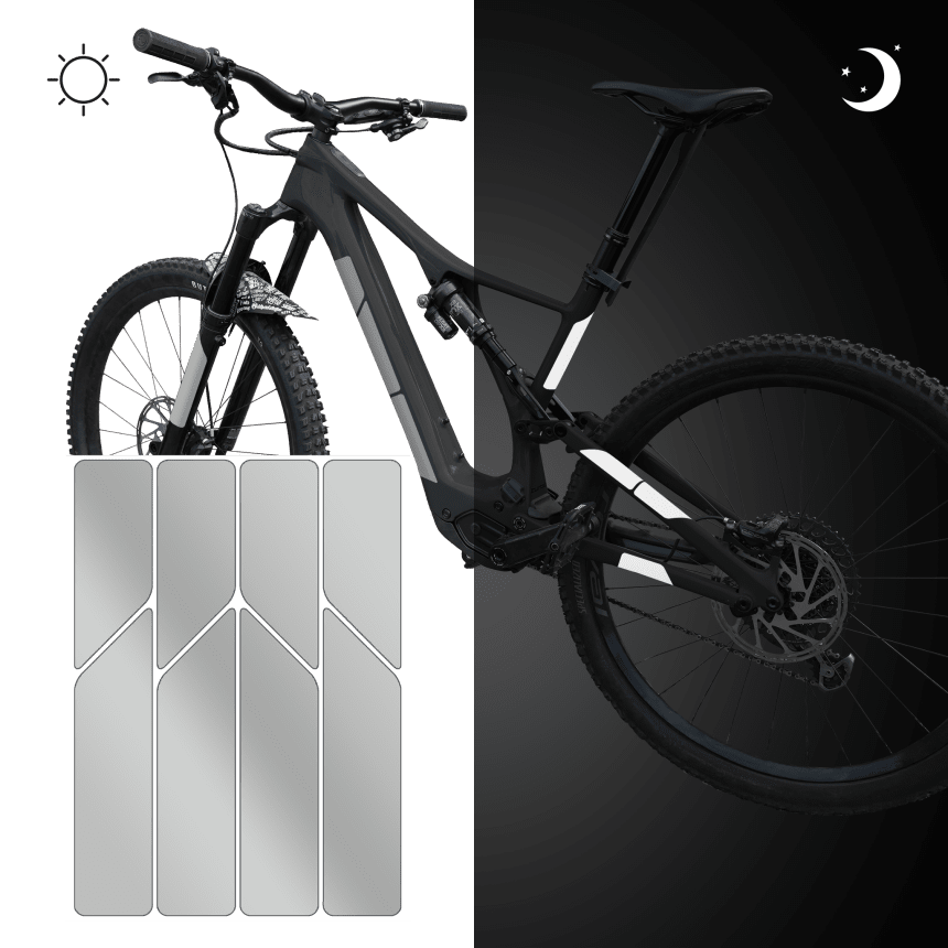 Reflektierende Aufkleber fürs Fahrrad – re:flex frame silver