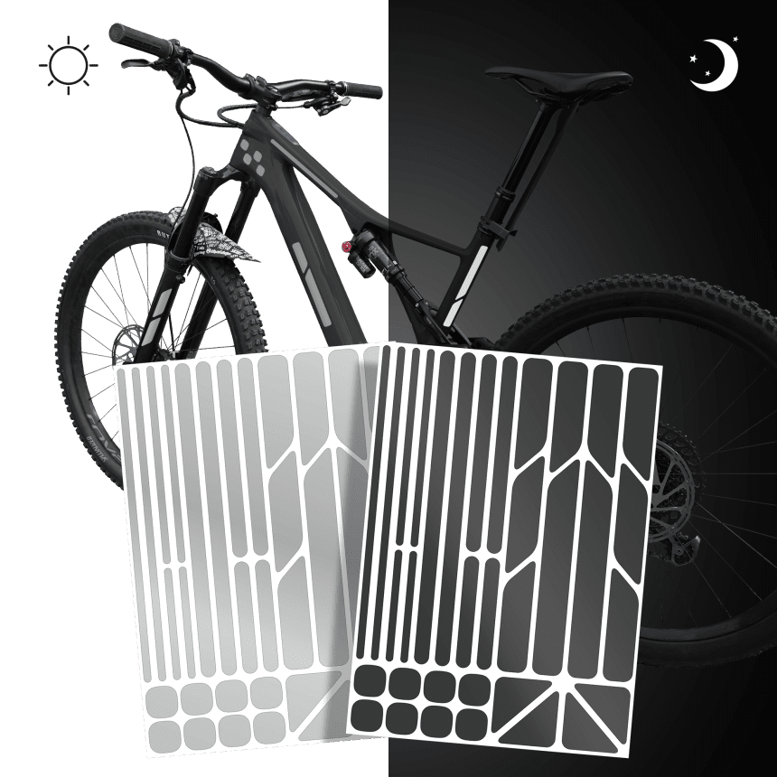 Reflektierende Fahrrad Aufkleber für Rahmen & Helm – re:flex allover