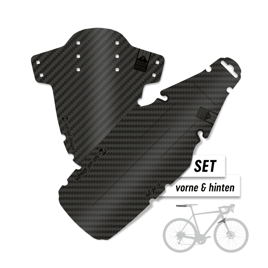 Gravel XL Mudguard Set for Front & Rear - Design carbon