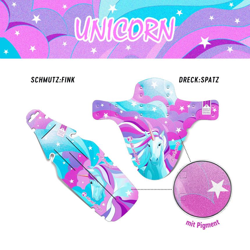 Mudguard Set Kids - Design unicorn glitter