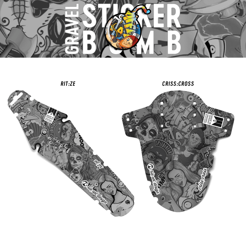Mudguard Set Gravel - Design stickerbomb ultra black