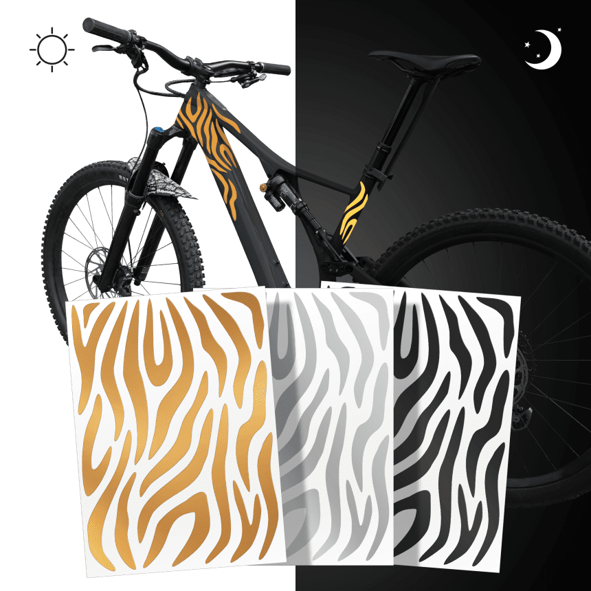Reflektierende Aufkleber fürs Fahrrad – Design zebra