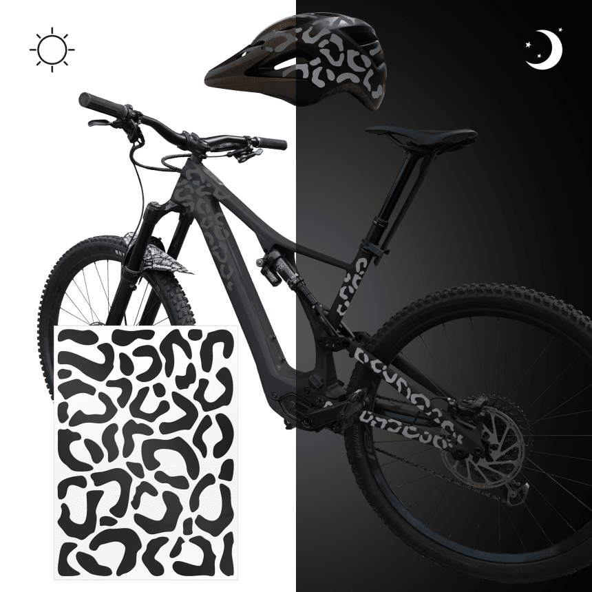 Reflektierende Aufkleber fürs Fahrrad – re:flex leo stealth