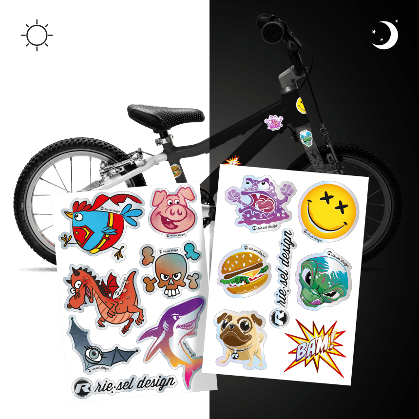 Reflektierende Aufkleber fürs Fahrrad – Design kids