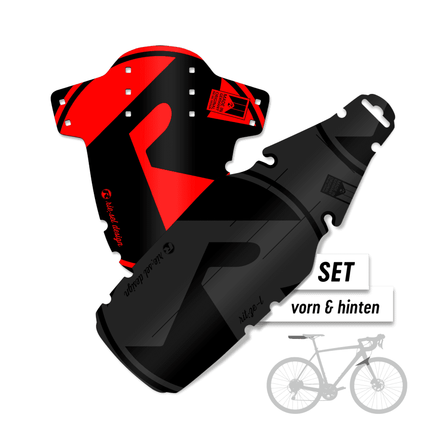 Gravel Schutzblech Set XL für vorne & hinten | Design red