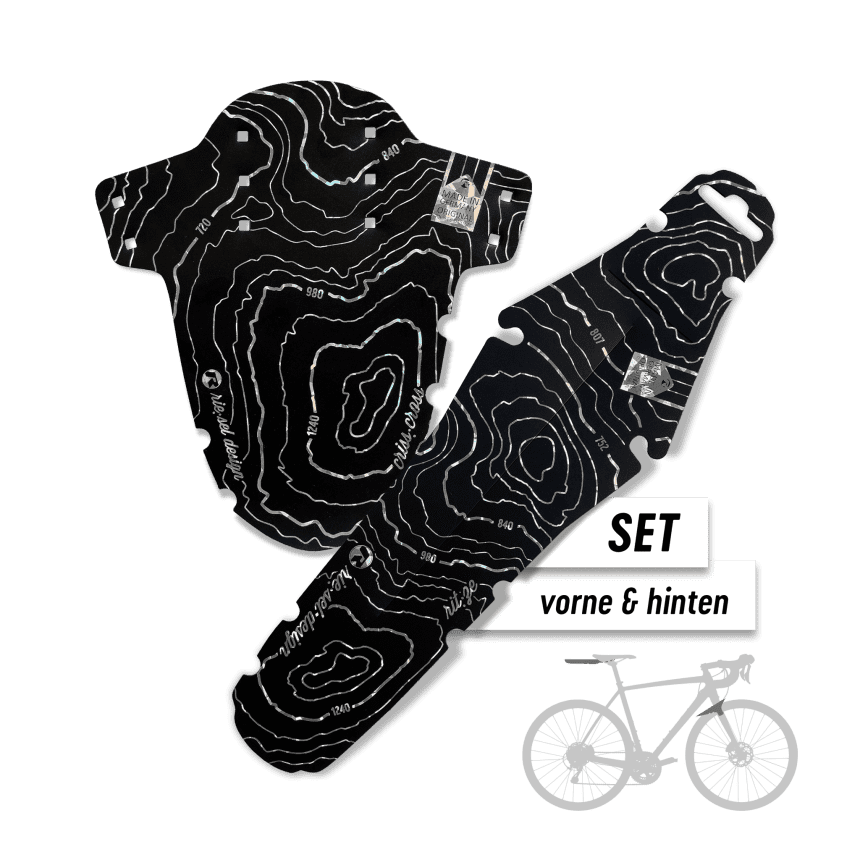 Gravel Schutzblech Set für vorne & hinten - Design höhenlinien