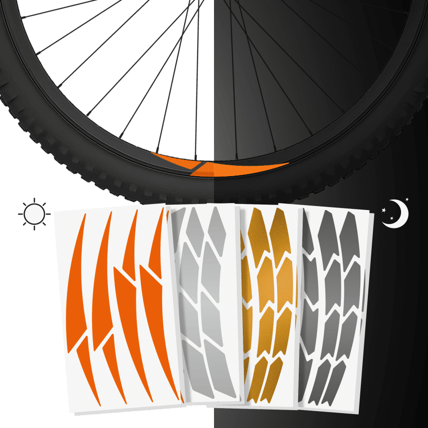Set of reflective wheel rim stickers