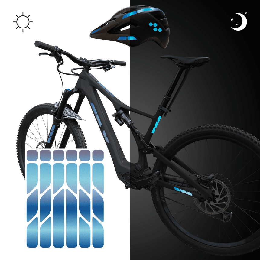 Reflektierende Aufkleber fürs Fahrrad – re:flex blue