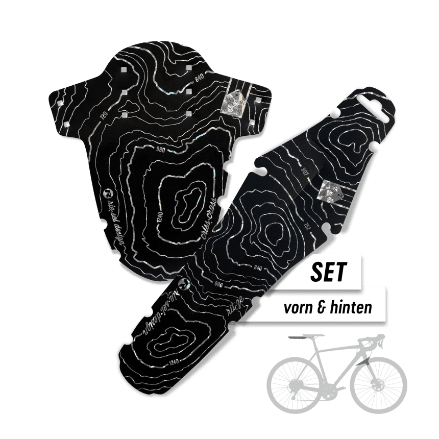 Gravel Schutzblech Set für vorne & hinten | Design höhenlinien