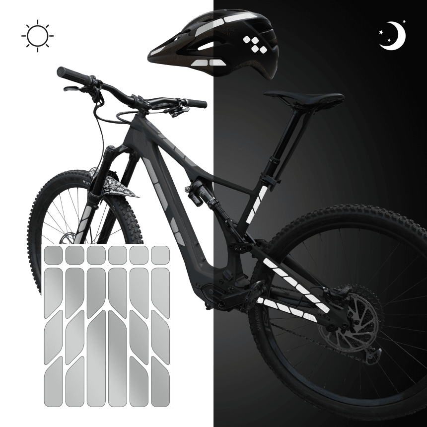 Reflektierende Aufkleber fürs Fahrrad – re:flex everywhere silver